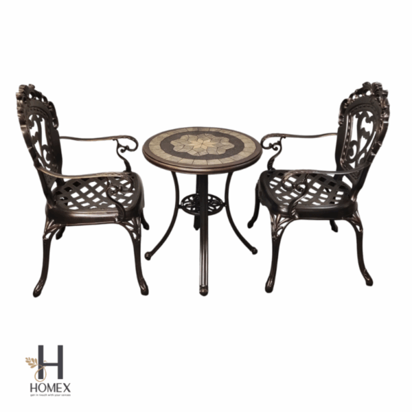 Cast Aluminum 2 chair 1 table set outdoor patio rooftop usable