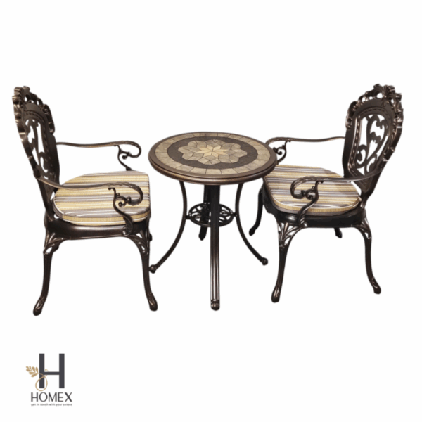 Cast Aluminum 2 chair 1 table set outdoor patio rooftop usable - Image 2
