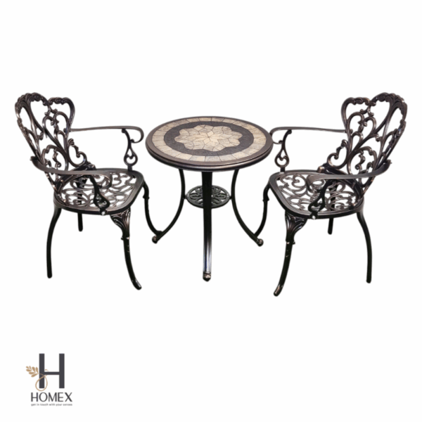 Cast Aluminum 2 chair 1 table set outdoor patio rooftop usable