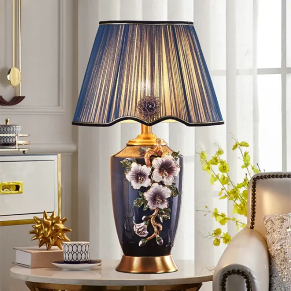 Blue floral Creative design Living Room Bedroom Table lamp - Image 2