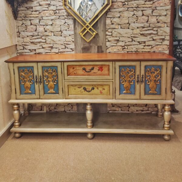 Solid Wood Hand Painted High Quality Multi Drawer Dinner Wagon - Image 5