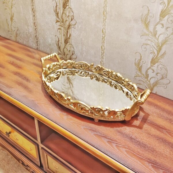 Heavy Fiber Victorian Design Decorative Tray Small
