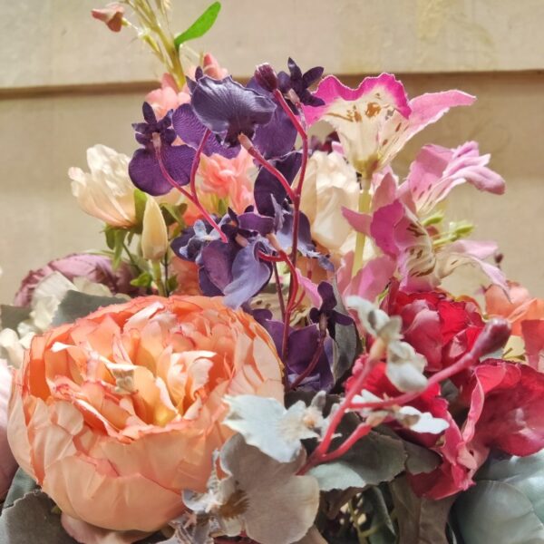 Ceramic Tub Rose Artificial Flower Arrangement - Image 2