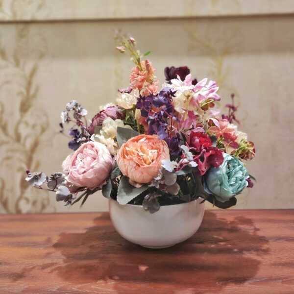 Ceramic Tub Rose Artificial Flower Arrangement