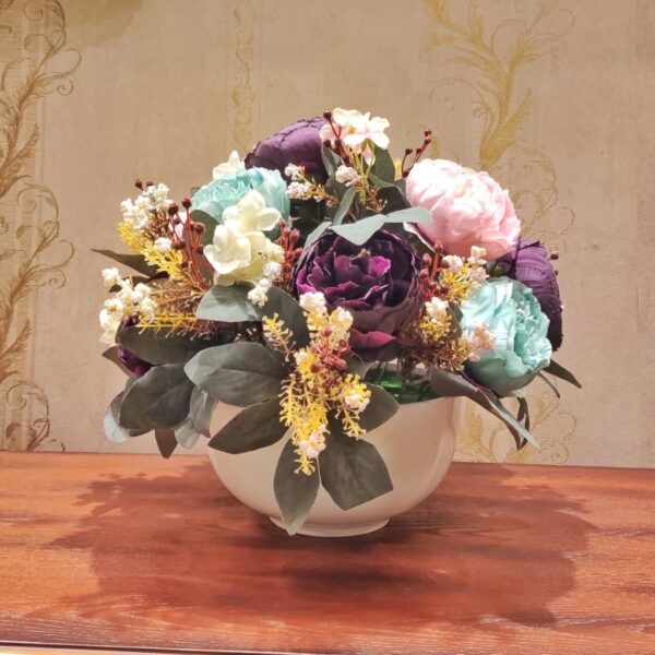 Ceramic Tub Rose Artificial Flower Arrangement