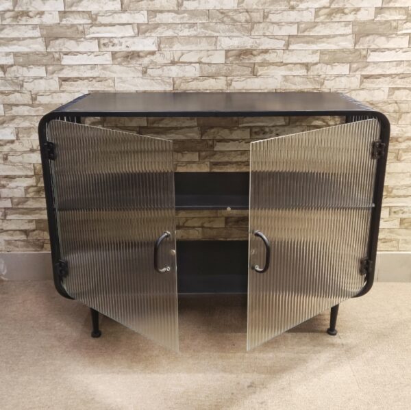 Metal Frame Frosted Glass Front Utility Corner Table - Image 2