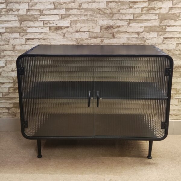 Metal Frame Frosted Glass Front Utility Corner Table