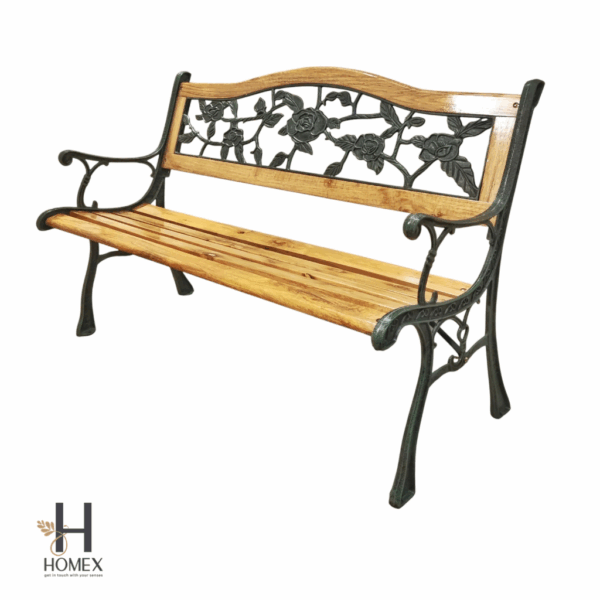 Cast Iron & Wood Bench Outdoor Patio Rooftop Usable